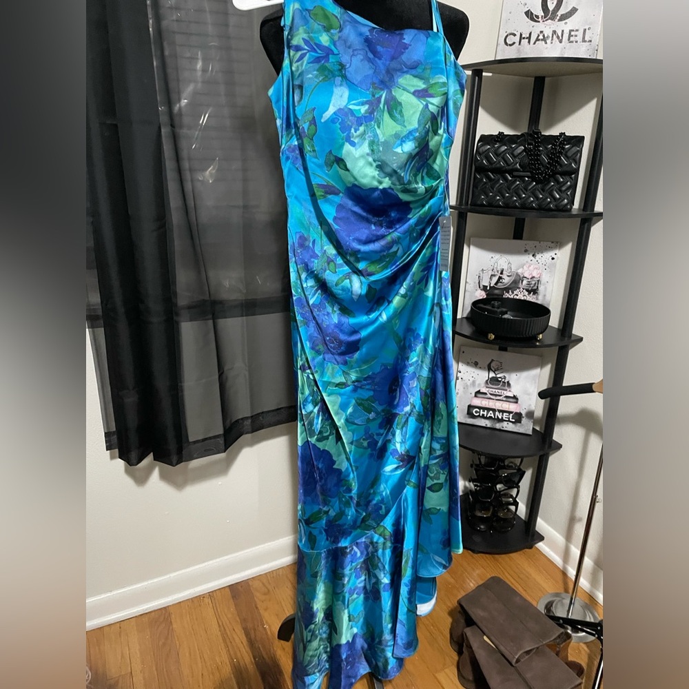 Floral One Shoulder Ruffle Cocktail Dress - Picture 2 of 13